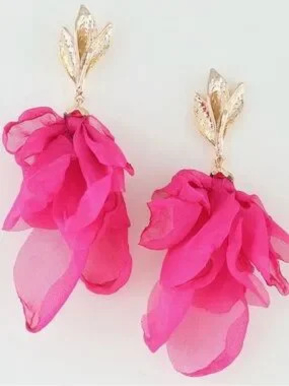 Pink Feather Ruffle Drop Earrings (5500)